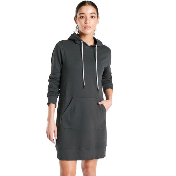 Athleta Performance Pullover Sundown Hoodie Dress in Charcoal Gray Size Small - Picture 1 of 6